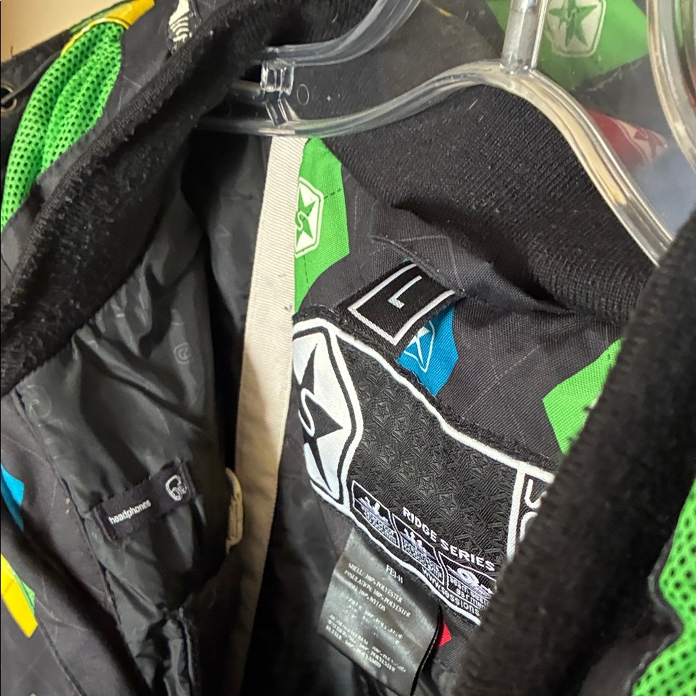 SESSIONS Men’s Puffer Jacket with Multicolor Diamond Patterns w/ RECCO tech WR 8 - Picture 5 of 8